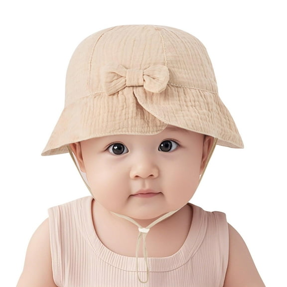 Cethrio Kids Girls Bucket Hats, Wide Brim Outdoor Summer Cotton Sun Hats Khaki Size Free Size