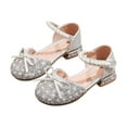 thumbnail image 1 of Cethrio Kids Girls Dress Shoes, Gifts Summer Low Heel Princess Girls Sandals Silver Size 8, 1 of 8
