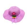 thumbnail image 1 of Cethrio Kids Girls Fedora Hats, 2025 Summer Wide Brim Straw Hats Sun Hats Purple Size 3-7 T, 1 of 2