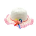thumbnail image 1 of Cethrio Kids Girls Fedora Hats, Breathable Summer Wide Brim Straw Hats Sun Hats Pink Size 3-7 T, 1 of 2