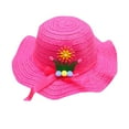 thumbnail image 1 of Cethrio Kids Girls Fedora Hats, Summer 2025 Wide Brim Straw Hats Sun Hats Hot Pink Size 3-7 T, 1 of 2