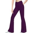 thumbnail image 1 of Cethrio Kids Girls Flare Pants, Stretch Yoga Elastic Waist Kids Leggings Purple Size 9-10 T, 1 of 2