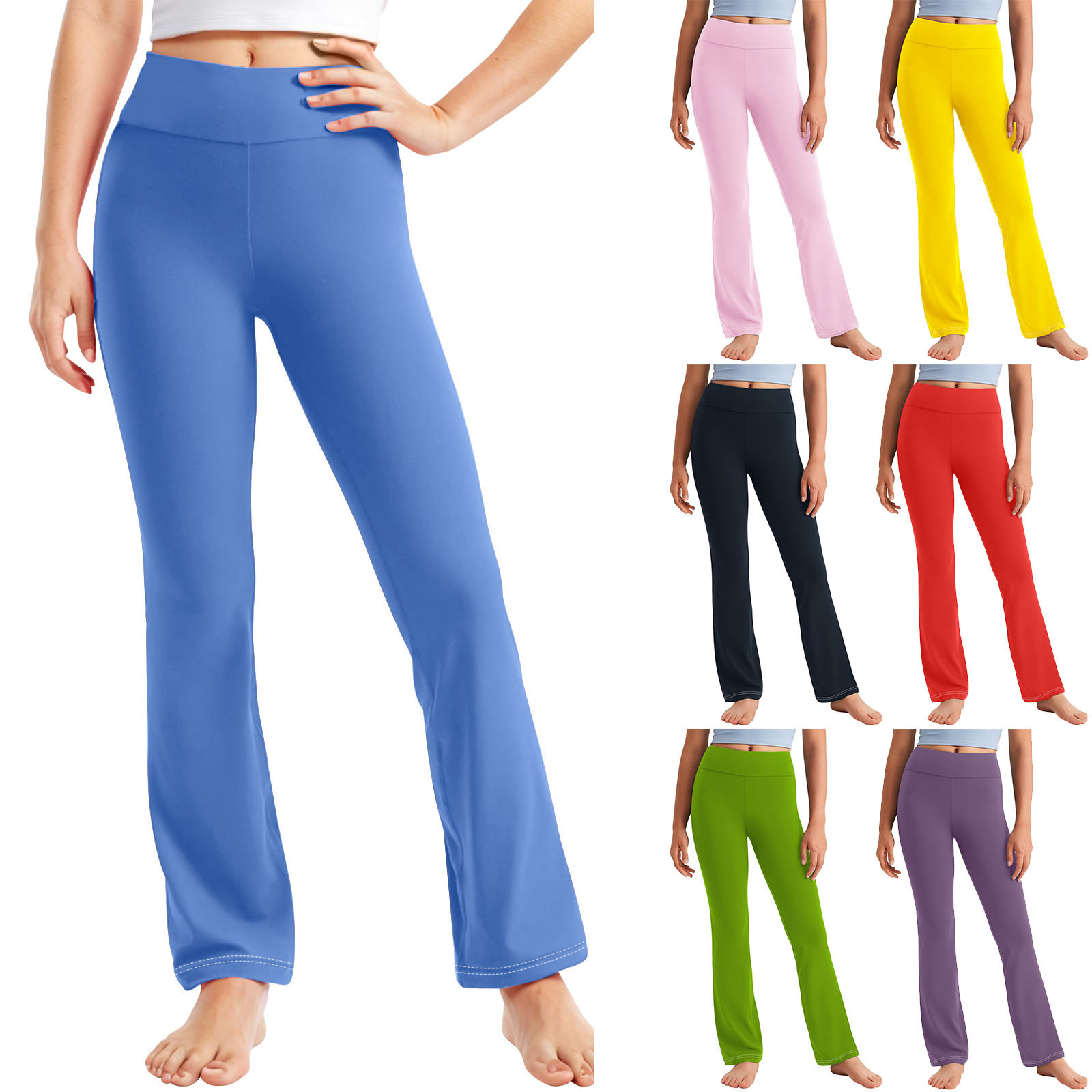 Cethrio Kids Girls Leggings, Elastic Waist Stretch Dance Casual Flare Pants Blue Size 10-12 T