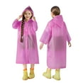 thumbnail image 1 of Cethrio Kids Girls' Rain Jackets, Mid-length Loose Hooded Waterproof Kids Raincoat Pink Size 3-14 T, 1 of 6