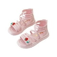 thumbnail image 1 of Cethrio Kids Girls Sandals, Low Heel Open Toe Wedding Casual Summer Shoes Pink Size 10, 1 of 3