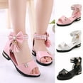 thumbnail image 1 of Cethrio Kids Girls Sandals, Mid Heel Non-slip Casual Birthday Summer Shoes Pink Size 8, 1 of 10