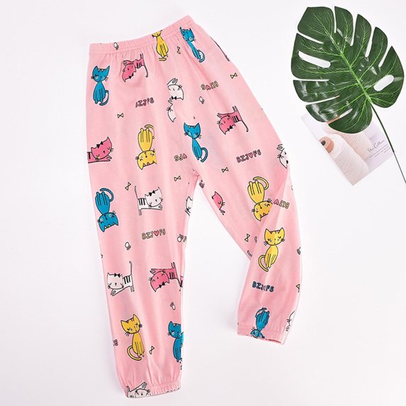 Cethrio Kids Girls Summer Sweatpants, Casual Athletic Lightweight Elastic Waist Jogger Pants Pink Size 11-12 T