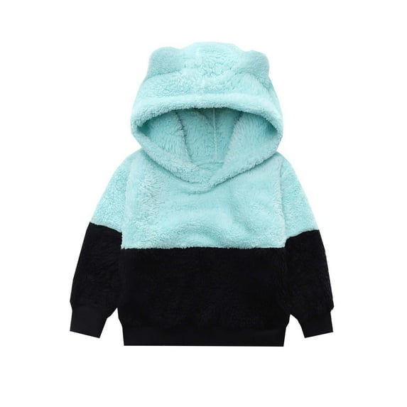 Cethrio Kids Hoodies Boy and Girls Pullover Patchwork Thermal Light blue Hoodies Size 3-4 Years
