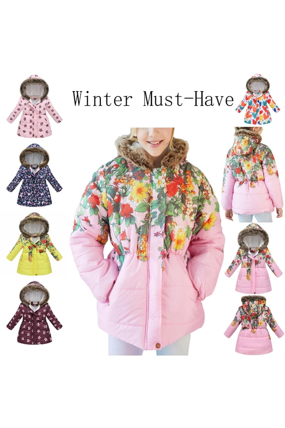 Kids Jackets for Girls for Winter with Hood Navy Coats Size 8 Years