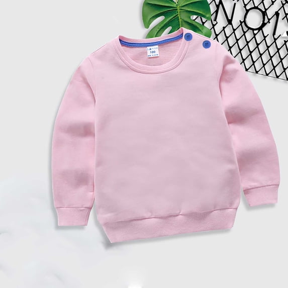Cethrio Kids Long Sleeve T-Shirt Solid Spring Pullover Pink Tops Size 80