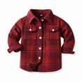 thumbnail image 1 of Wavsuf Kids Outerwear Plaid Single-Breasted Red Coats Size 5-6 Years, 1 of 9