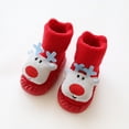 thumbnail image 1 of Wavsuf Kids Socks Girls Boys Anti-Slip Flooring Cartoon Printed Deer Santa Crew Toddler Socks Support Blue Sock Size 11, 1 of 4