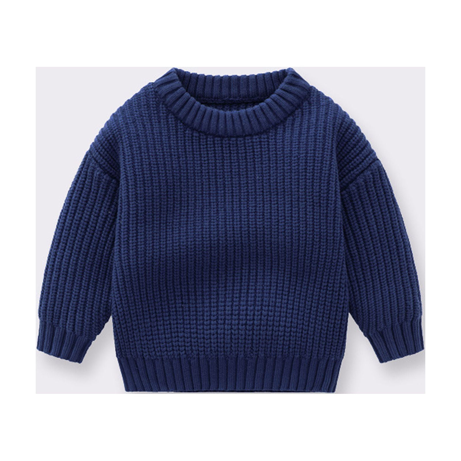 Cethrio Kids Sweaters Boys and Girls Solid Chunky Thermal Pullover Dark Blue Sweater Size 3 4 Years