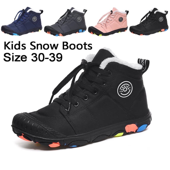 Cethrio Little Boys Girls Sneakers, Warm Breathable Non Slip Athletic Winter Shoes Black Size 13.5 Little Kids