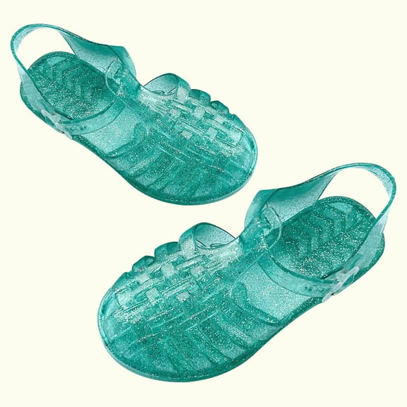 Cethrio Little Girl's Sandals, Gifts Platform Summer Non Slip Jelly Sandals Green Size 13