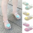 thumbnail image 1 of Cethrio Little Girl's Sandals, Sole Closed Toe Princess Summer Flat Jelly Sandals Pink Size 13, 1 of 9