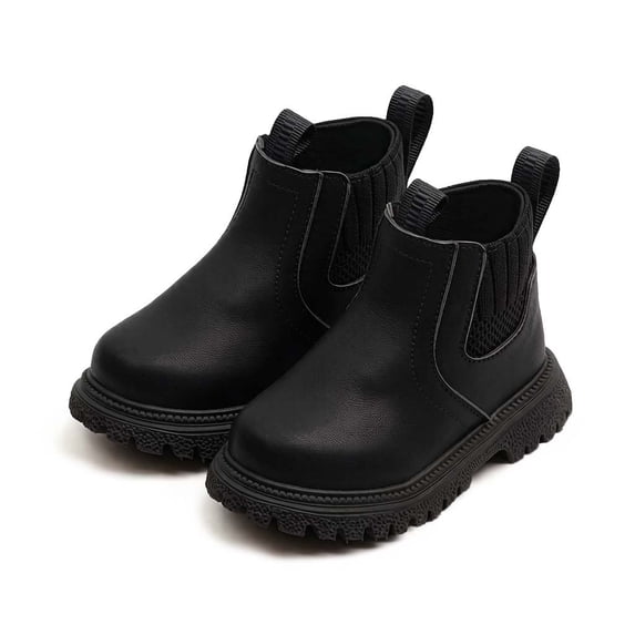 Cethrio Little Girls Ankle Boots, Casual Non-Slip Pull-On Soft Sole Winter Shoes Black Size 11(Little Kids)