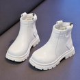 thumbnail image 1 of Cethrio Little Girls Ankle Boots, Outdoor Side Zipper Round Toe Soft Sole Fall Winter Shoes White Size 11.5 Little Kids, 1 of 6