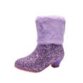 thumbnail image 1 of Cethrio Little Girls Cowboy Boots, Mid-Calf Princess Thermal Non-slip Dancing Boots Purple Size 10（Little Kids), 1 of 6