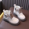 thumbnail image 1 of Cethrio Little Girls Lace Up Boots, Fashion Fall Winter Round Toe Side Zipper Ankle Boots Beige Size 12.5 Little Kids, 1 of 8