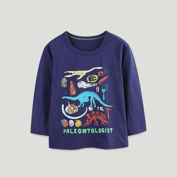 Cethrio Long Sleeve Tops for Boys, Printed Casual Cotton Pullover Shirts Black Size 6 T