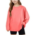 thumbnail image 1 of Cethrio Long Sleeve Tops for Girl, Loose Fit Pullover Crewneck Casual Spring Blouses Watermelon Red Size 7-8, 1 of 7