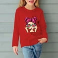 thumbnail image 1 of Cethrio Long Sleeve Tops for Girls, Crewneck Printed Casual Pullover Shirts Red Size 5-6 T, 1 of 5