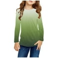 thumbnail image 1 of Cethrio Long Sleeve Tops for Girls, Gradient Casual Crew Neck Pullover Kids Clothes Green Size 3-4 T, 1 of 7