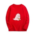 thumbnail image 1 of Cethrio Long Sleeve Tops for Kids, Crew Neck Cotton Pullover Boys Girls Undershirts Red Size 11 T, 1 of 1