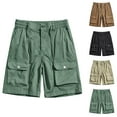 thumbnail image 1 of Cethrio Men's Fashion Cargo Shorts- on Clearance Casual with Pockets Plus Size Coffee Summer Beach Shorts Size L, 1 of 4