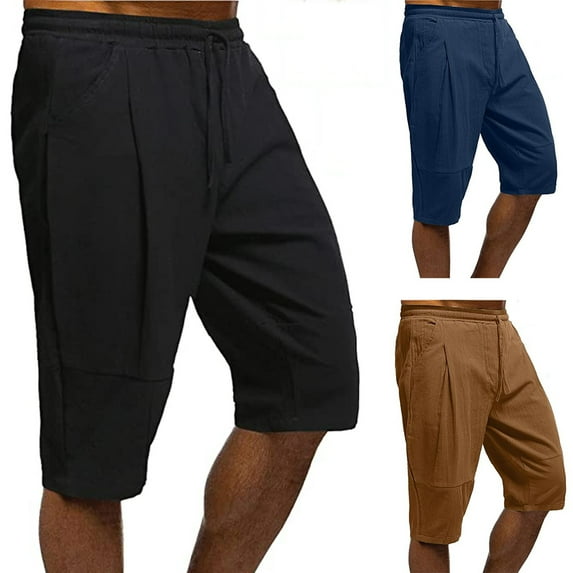 Cethrio Men's and Big Men's Active Shorts- Casual 2025 Plus Size with Pockets Navy Summer Beach Shorts Size L