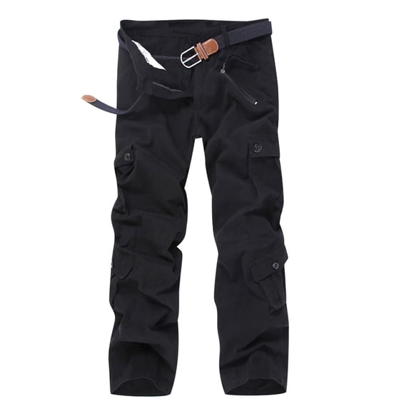Wavsuf Mens Cargo Pants Big And Tall- with Pockets Workout Casual Fall and Winter Casual Outdoor Black Cargo Pants Size 3XL