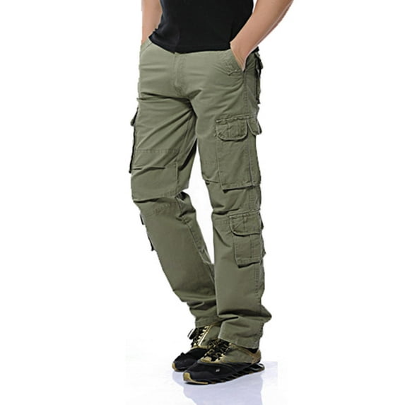 Cethrio Mens Cargo Pants Big And Tall- Casual Clearance Outdoor Fall and Winter Loose Plus Size with Pockets Workout Casual Army Green Cargo Pants Size 2XL