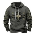 thumbnail image 1 of Wavsuf Mens Hooded Sweatshirts with Pockets Graphic Gray Tops Size L, 1 of 2