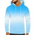 thumbnail image 1 of Wavsuf Mens Hooded Sweatshirts Gradient Graphic Pullover Light Blue Tops Size 6XL, 1 of 4