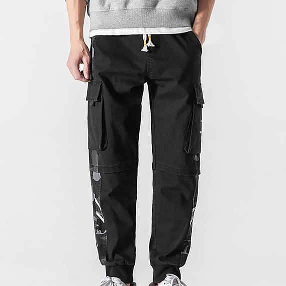 Cethrio Mens Lightweight Cargo Pants- Outdoor Fall and Winter Casual Black Cargo Pants Size 8XL