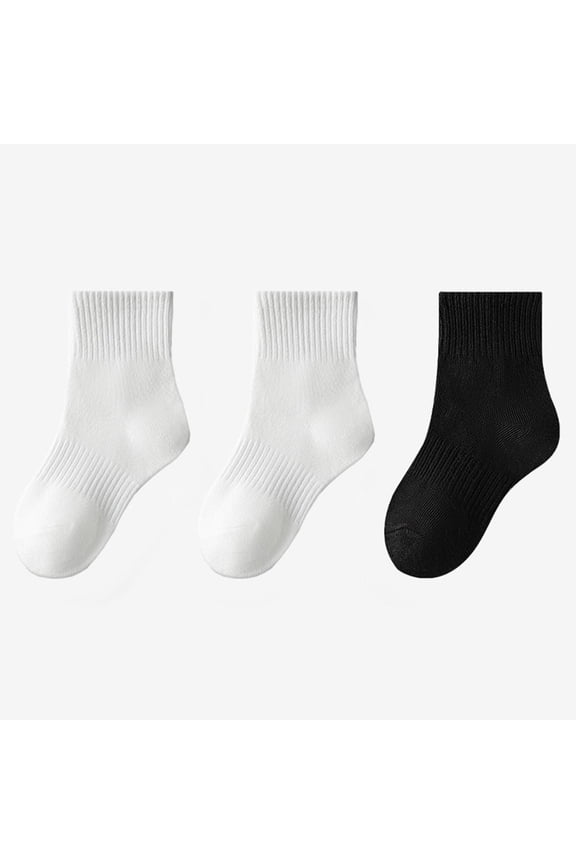 Mid Socks for Kids, Breathable 3 Pack Soft Cotton Athletic Sock Gray Size 3-5 T