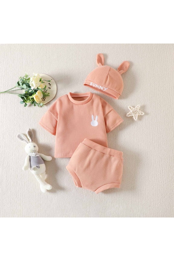 Newborn Outfits Set Comfort Short Sleeve Shorts Pink Clothes Sets Size 0-6 Months