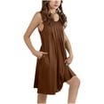 thumbnail image 1 of Cethrio Nightgowns for Girls, Sleeveless Soft Summer Pleated Front Sleep Dresses Brown Size 9-10 T, 1 of 6