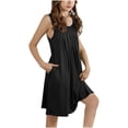 thumbnail image 1 of Cethrio Nightgowns for Girls, Soft Sleeveless Pleated Front Summer Sleep Dresses Black Size 7-8 T, 1 of 6