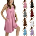 thumbnail image 1 of Cethrio Nightgowns for Girls, Soft Summer Pleated Front Sleeveless Sleep Dresses Pink Size 7-8 T, 1 of 7