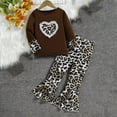 thumbnail image 1 of Cethrio Outfit Sets for Girls, Long Sleeve Crewneck Printed Sweatshirts and Pants Set Brown Size 9-10 T, 1 of 9