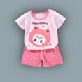 thumbnail image 1 of Cethrio Outfit Sets for Girls, Summer 2025 Short Sleeve Casual Shirts and Shorts Set Pink Size 4 T, 1 of 3