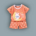 thumbnail image 1 of Cethrio Outfit Sets for Girls, Summer 2025 Cotton Short Sleeve Shirts and Shorts Set Orange Size 3 T, 1 of 3