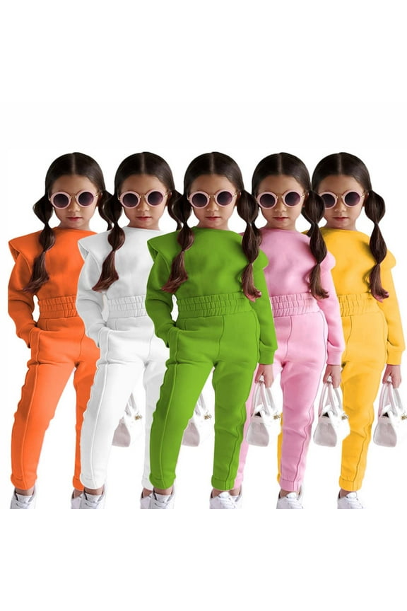 Outfit Sets for Kids Girls Christmas Gifts 2025 Long Sleeve Solid Kids Yellow Fall and Winter Clothes Size 3-4 Years