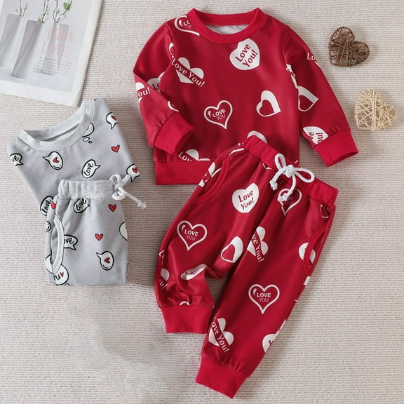 Cethrio Outfit Sets for Kids Girls 2025 Long Sleeve Christmas Gifts Graphic Printed Kids Gray Fall and Winter Clothes Size 2-3Years