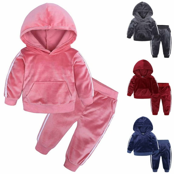 Cethrio Outfit Sets for Toddler Girls Long Sleeve Christmas Gifts 2025 Solid Kids Red Hoodies and Sweatshirts Set Size 4-5 Years