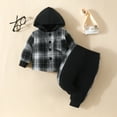 thumbnail image 1 of Wavsuf Outfits Set Clothes for Kids Top+Pant Plaid Hoodies Black Clothes Suit Size 12M, 1 of 9