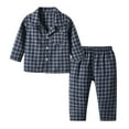thumbnail image 1 of Wavsuf Outfits Set Clothes for Kids Top+Pant Printed Plaid Warm Homewear Winter Blue Pajama Set Size 18 Months, 1 of 8