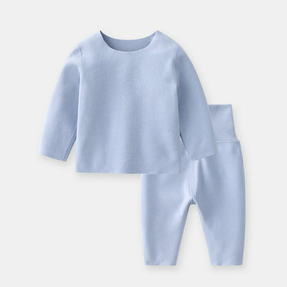 Wavsuf Outfits Set Clothes for Kids Top+Pant Warm Blue Clothes Suit Size 18M